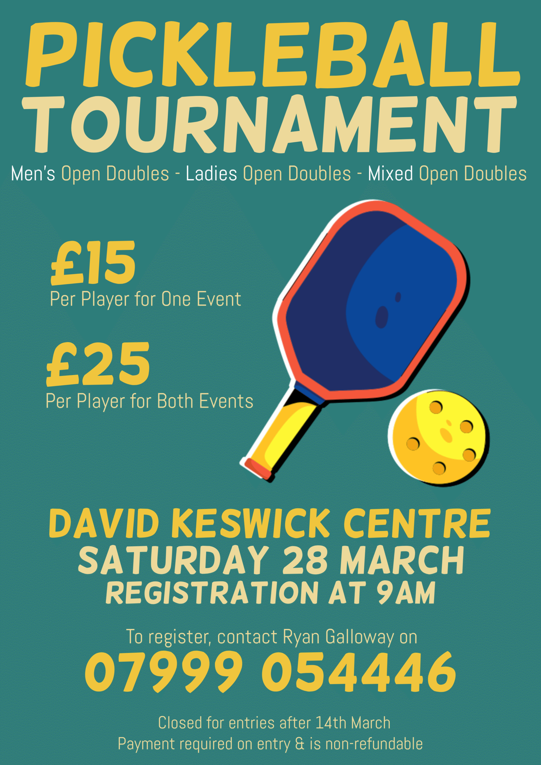 Pickleball tournament – 28 march 2026
